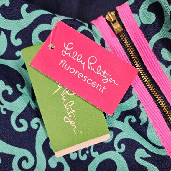 Lilly Pulitzer Dress Womens 6 Navy Delia Shift Fountain Hopping Engineered NEW - Picture 4 of 11